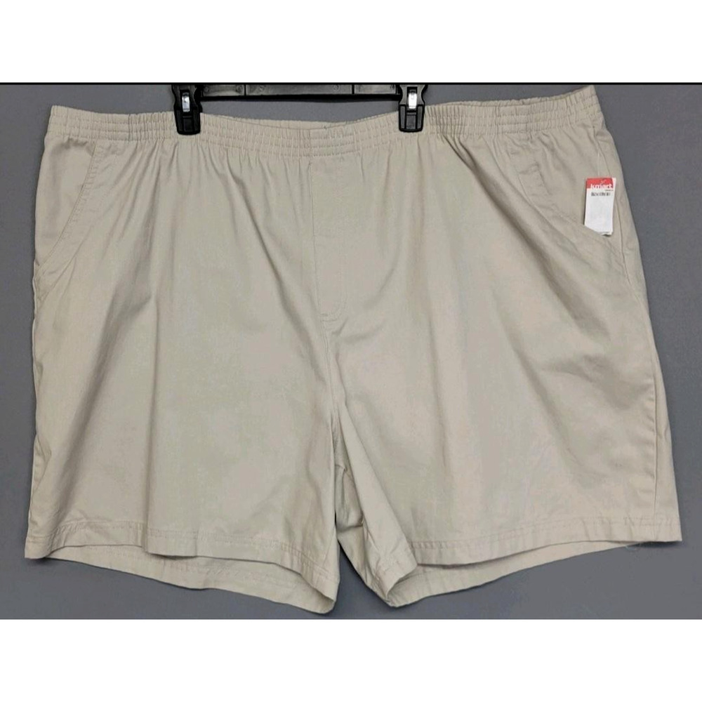 NEW Basic Editions Shorts Womens 4XL Beige Cotton Elastic Waist Chino Casual